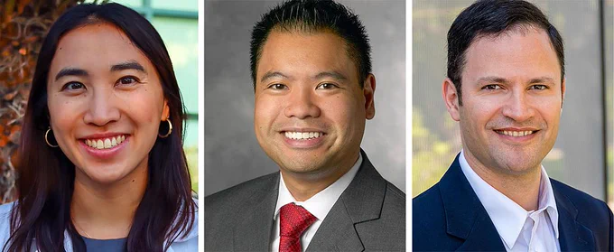 Three people side by side. A woman and two men.

CAPTION: Karen M. Wai, Theodore Leng, and Jeffrey Goldberg. Stanford University.