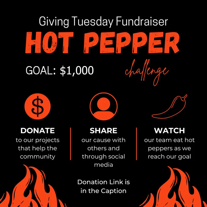 Hot Pepper challenge for Giving Tuesday. https://lnkd.in/g3NVHfcq 