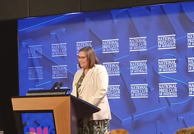 Sex Discrimination Commissioner Kate Jenkins addressing the National Press Club. 