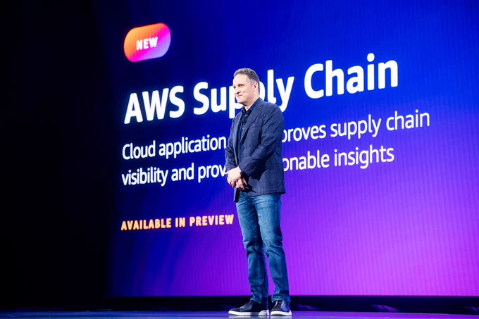Adam Selipsky on stage at re:Invent.