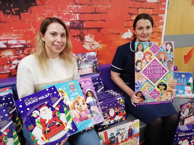 Lead Nurse Anna was there to accept the donation from Finley's Advent Calendar Appeal. 
