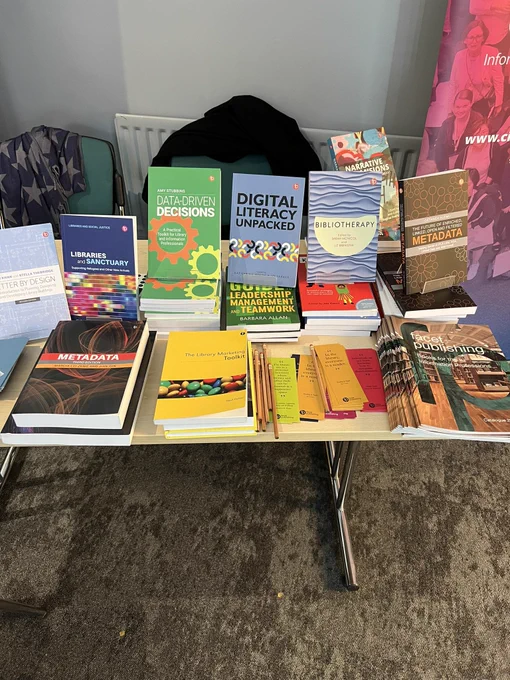 Books laid out on a table