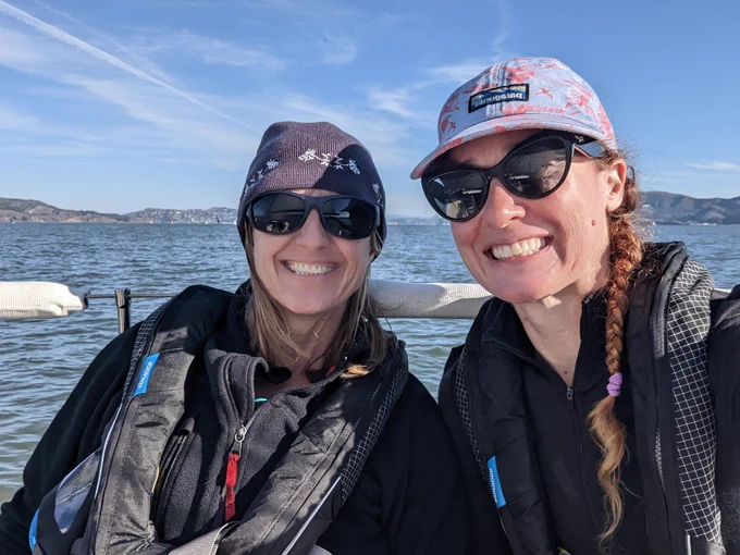 Photo of Karissa and Steph on Warpath boat 