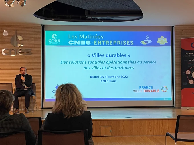 Retour sur la matinée CNES / France Ville Durable ce 13 décembre.
@NguyenPierre2
 a présenté l'offre "Solutions spatiales au service des territoires" de l' UGAP➡ https://bit.ly/3Wek56h et l'engagement de l'établissement en faveur des PME innovantes➡ https://bit.ly/3Pq3iL7.