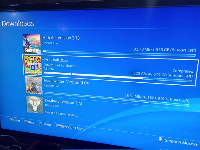 90GB PS4 Game Downloads - Fortnite, eFootball, Never Winter
