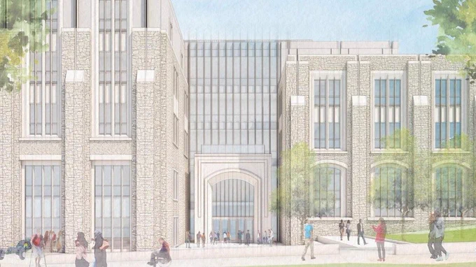 Exterior of Mitchell Hall, as viewed from the west.