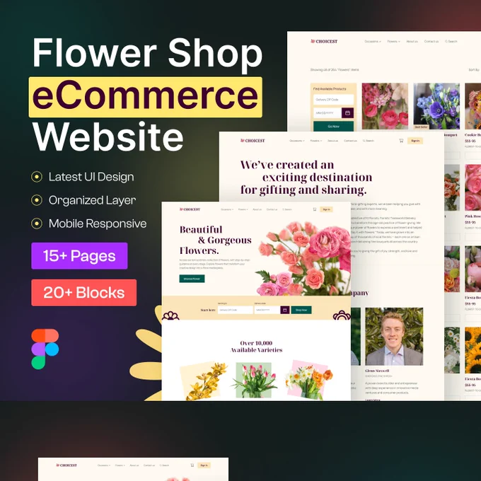 Flower Shop E-Commerce Website Template.