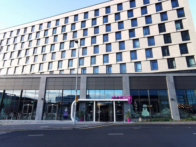 Image of the exterior of a Moxy hotel. 