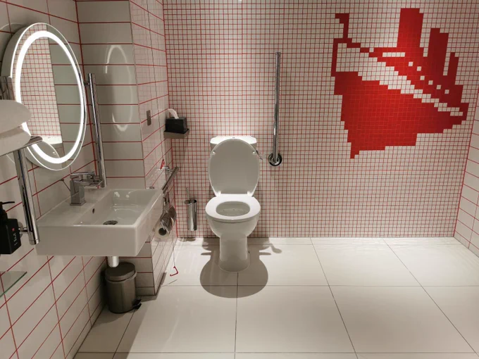 Image of a the inside of a accessible toilet.