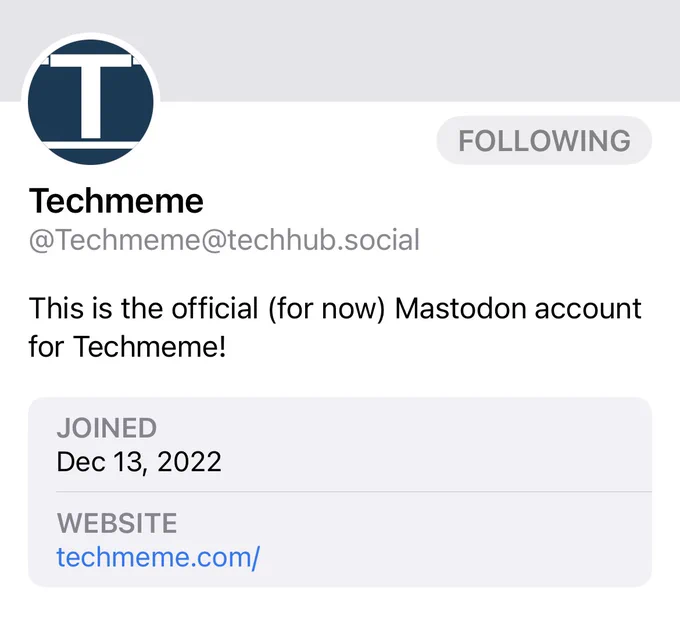 Techmeme
@Techmeme@techhub.social
This is the official (for now) Mastodon account for Techmeme!
JOINED
Dec 13, 2022
WEBSITE
techmeme.com/