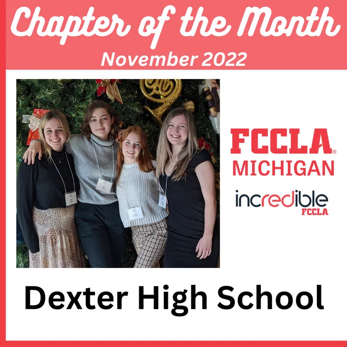 Dexter High School FCCLA members are pictured in front of a Christmas Tree