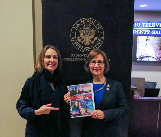 Congresswoman Bonamici and Chair Kathy Castor with the printed report.