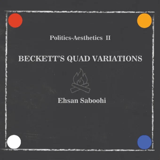 Noise à Noise proudly presents “Politics-Aesthetics II” by Ehsan Saboohi. This is the second collection among a few albums with similar titles and numbers in sequence that he has composed, or have planned for composition throughout the next season; similar to the previous album, it is an ongoing project, too. An album that is under development, but won't be pending the release as the pieces are going to gradually appear here on Bandcamp on a weekly basis during the pre-order period.

Read more:
ehsansaboohi.musicaneo.com
postorientalism.com

This collection is twenty-four variations of ‘Quad’, a Television play by Beckett. A piece for four players, light and percussion. Sounds find their ways throughout the performance according to its script. Here a portion of the play’s instructions:
‘....Four types of percussion, say drum, gong, triangle, wood block. Each player has his particular percussion, to sound when he enters, continue while he paces, cease when he exits…..”.