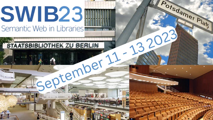 SWIB23 Logo with images of Stabi Berlin and Potsdamer Platz and the date September 11 - 13 2023