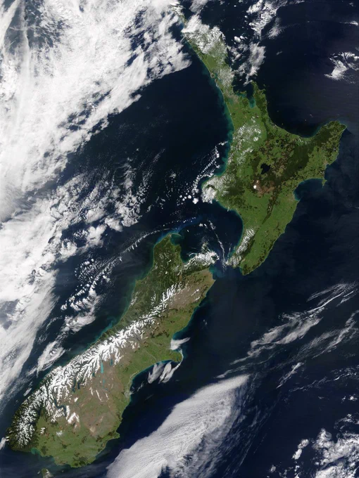 Satellite image of Aotearoa New Zealand