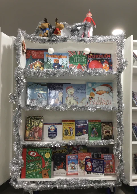 photograph of a selection of festive books for children