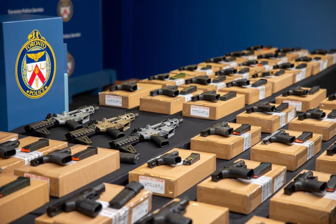 Guns on a table