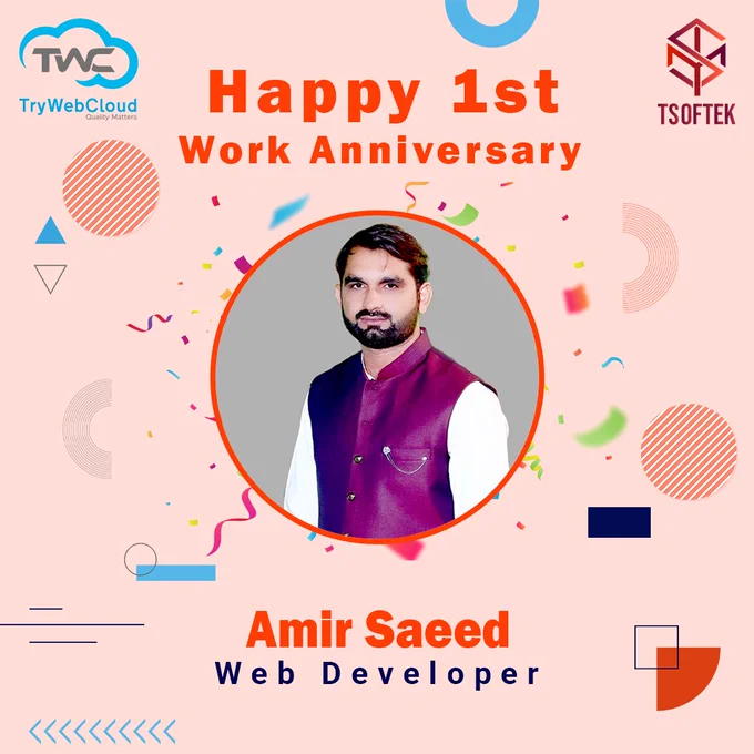 Tsoftek, work anniversary, anniversary, amir saeed, web development, app development, website redesign services,