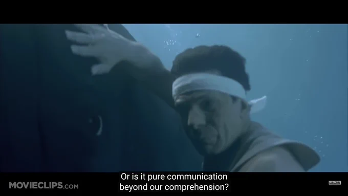 Spock swimming and supposedly communicating with whales