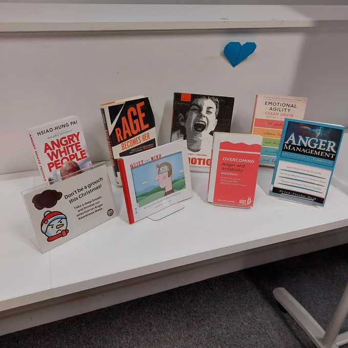 A display of books about anger management