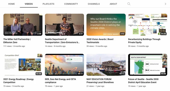 Picture of our YouTube Channel with various videos displayed.