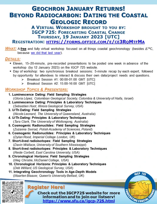 Poster image describing IGCP Project 725 "Geochron January". For full details, see https://www.sfu.ca/igcp-725/upcomingevents.html