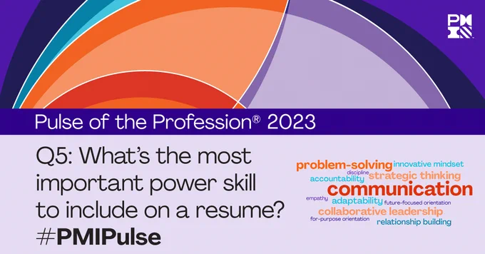 Text that reads Q5: What’s the most important power skill to include on a resume?