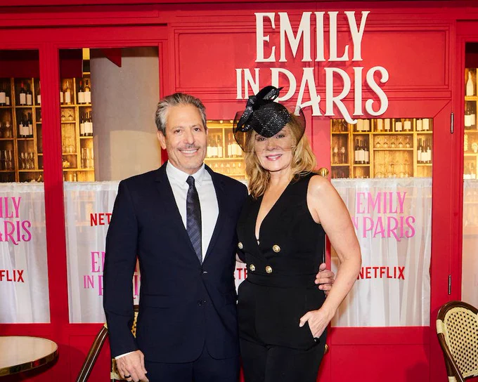 Darren Star and Kim Cattrall at the Emily in Paris Season 3 premiere