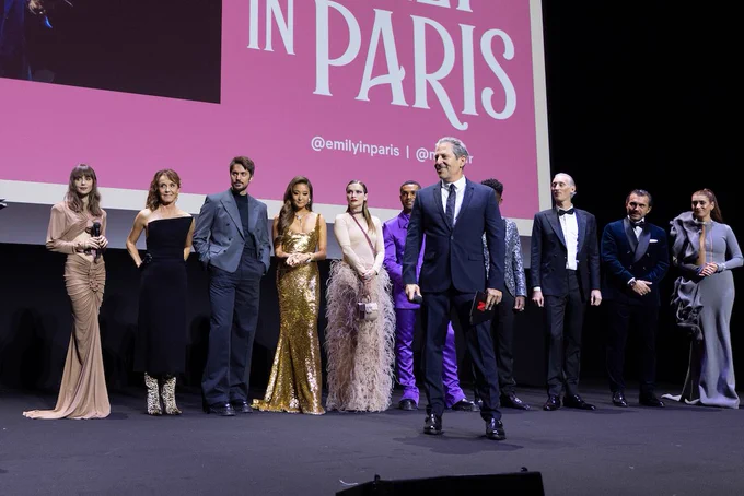 The cast of Emily in Paris at the Season 3 premiere