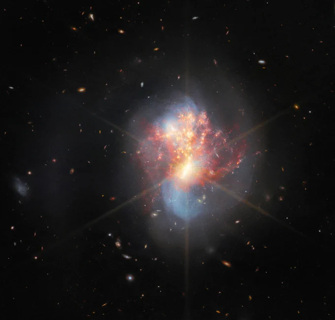 image of merging galaxies VV 114 taken by JWST