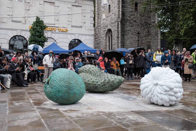 The large marble and bronze sculptures of Caribbean fruits in Hackney by Veronica Ryan OBE - Custard Apple, Breadfruit and Soursop - are the UK’s first public, permanent artwork to honour the Windrush Generation.