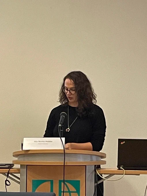 Mia Martin Hobbs presenting a paper on compound threats in uses of national security in the 1930s in Australia