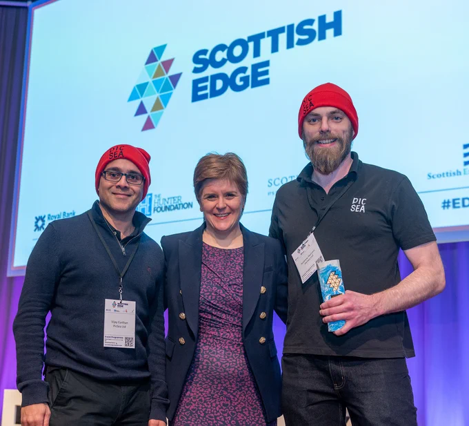 First Minister Nicola Sturgeon with Scottish EDGE winners PicSea.