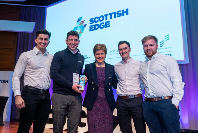 First Minister Nicola Sturgeon with Scottish EDGE winners Bio Liberty.