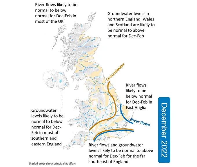 Map of UK showing principal aquifers