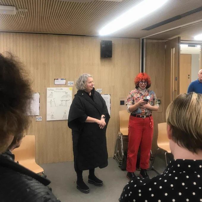 Provost Linda Doyle and student Gale Aitken speaking at the launch of unique: a disabled perspective .