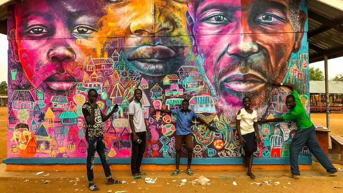 Completed mural at Alaba primary school in Uganda.