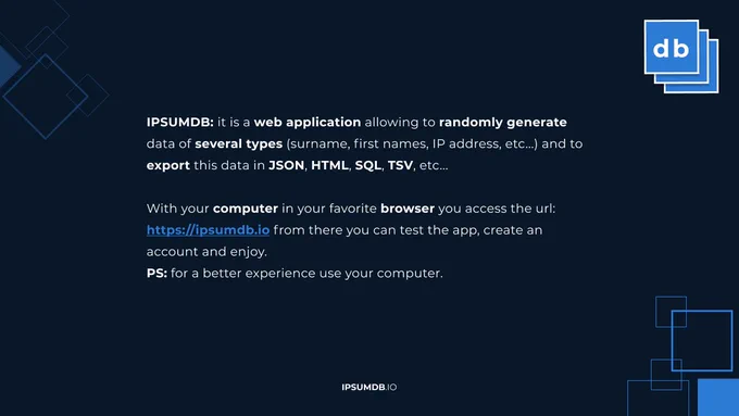 Presentation of ipsumdb