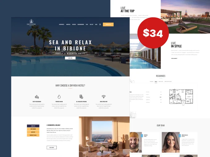 Skyview Complex - One Page Single Property WordPress Theme sale