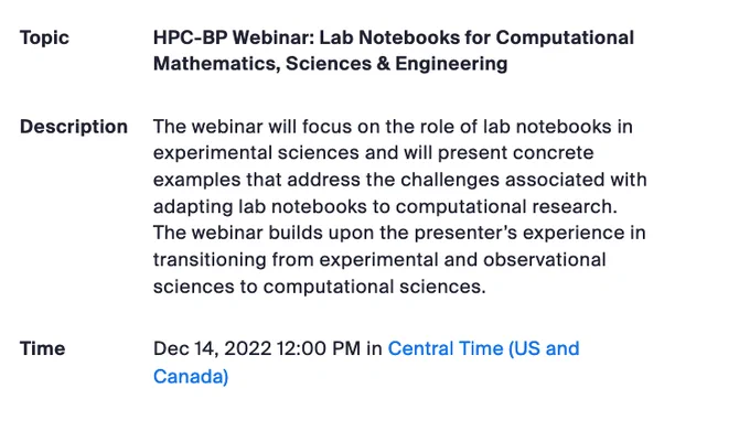 Screenshot of the webinar title and abstract.
