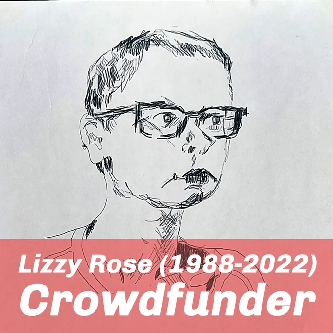 Lizzy Rose, self portrait (pencil on paper) circa 2014-15.

ID: A pen and ink self portrait of Lizzy with closely-cropped hair and glasses, with a serious expression, looking off to the side.
