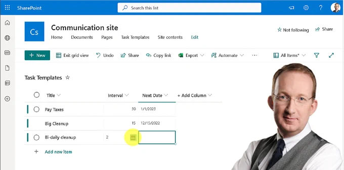 Preparation for the creation of a powerapp for recurring SharePoint tasks. The first of five demos.