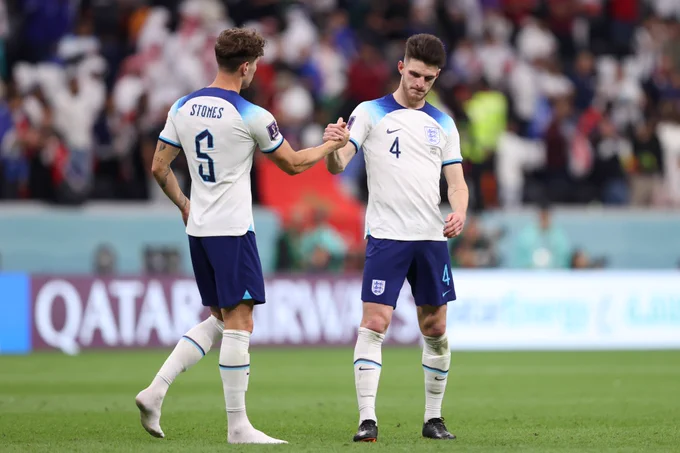 John Stones and Declan Rice after the defeat to France.