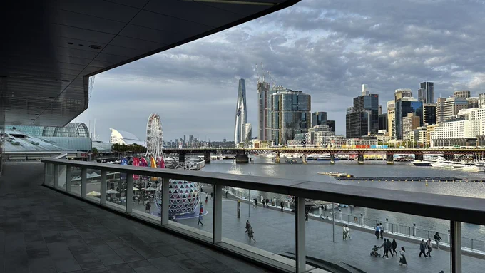 View from the top!  International Conference Center in Sydney’s Darling Harbour