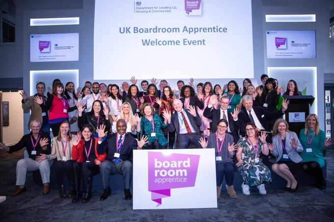 This photo is off the UK Boardroom Apprentices along with panel members who spoke at the Welcome Event