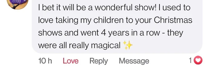 Screen grab of Facebook comment 