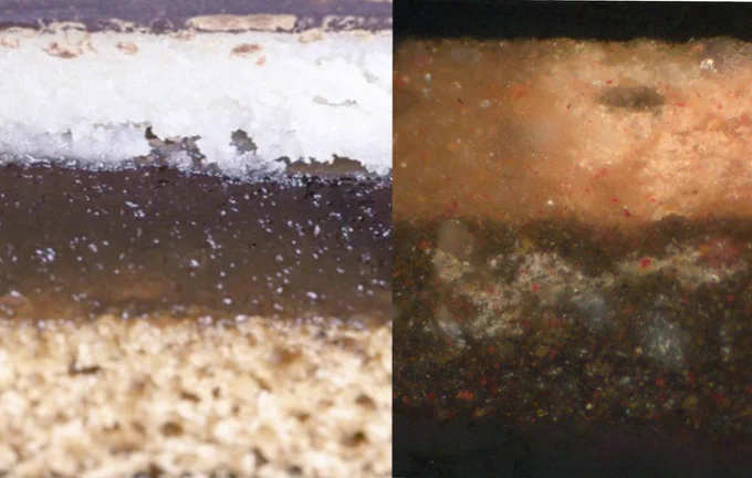A cross-section with three layers