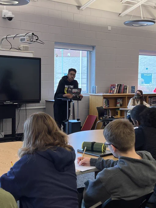 Student presenting at trial