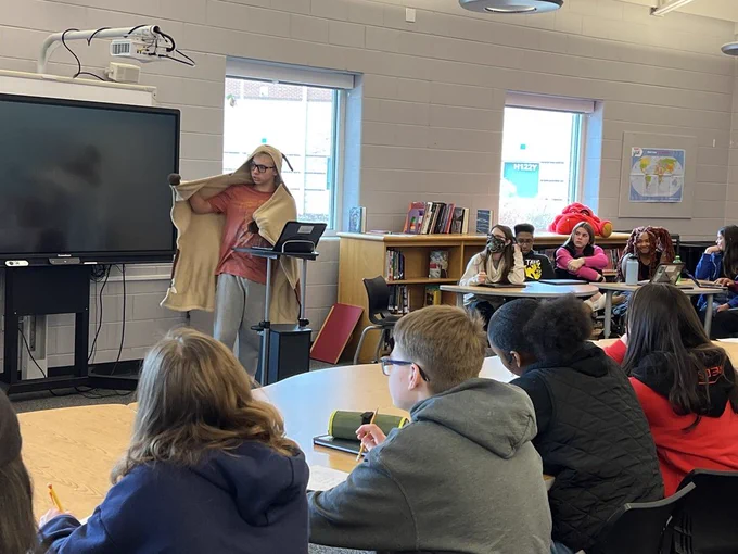 Students presenting at the trial