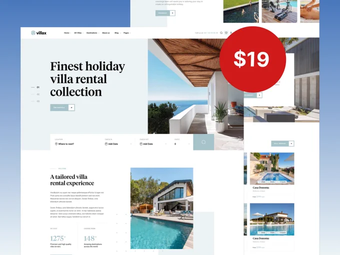 Villax - Villa & Vacation Rentals WordPress Theme intro sale